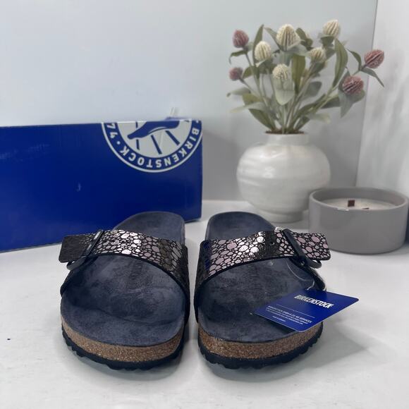 Birkenstock Madrid BS Birko Flur Sandal Metallic Stone Black Men 10/EU 43 NWB main image 10